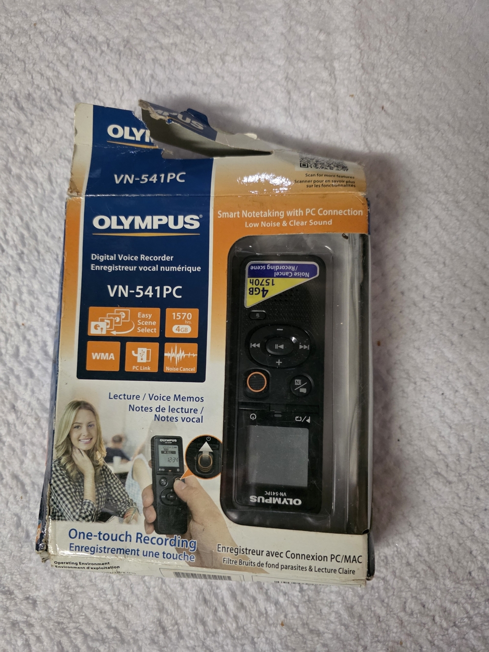 Olympus VN-541PC Digital Voice Recorder in Black and Orange Accents